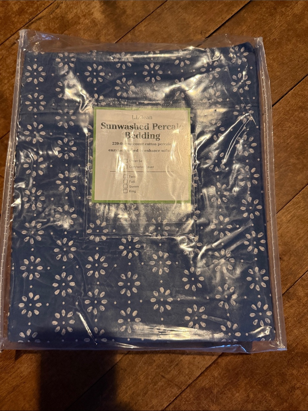 L.L. Bean Rustic Blue Sunwashed Percale Bedding Twin Sheet Set